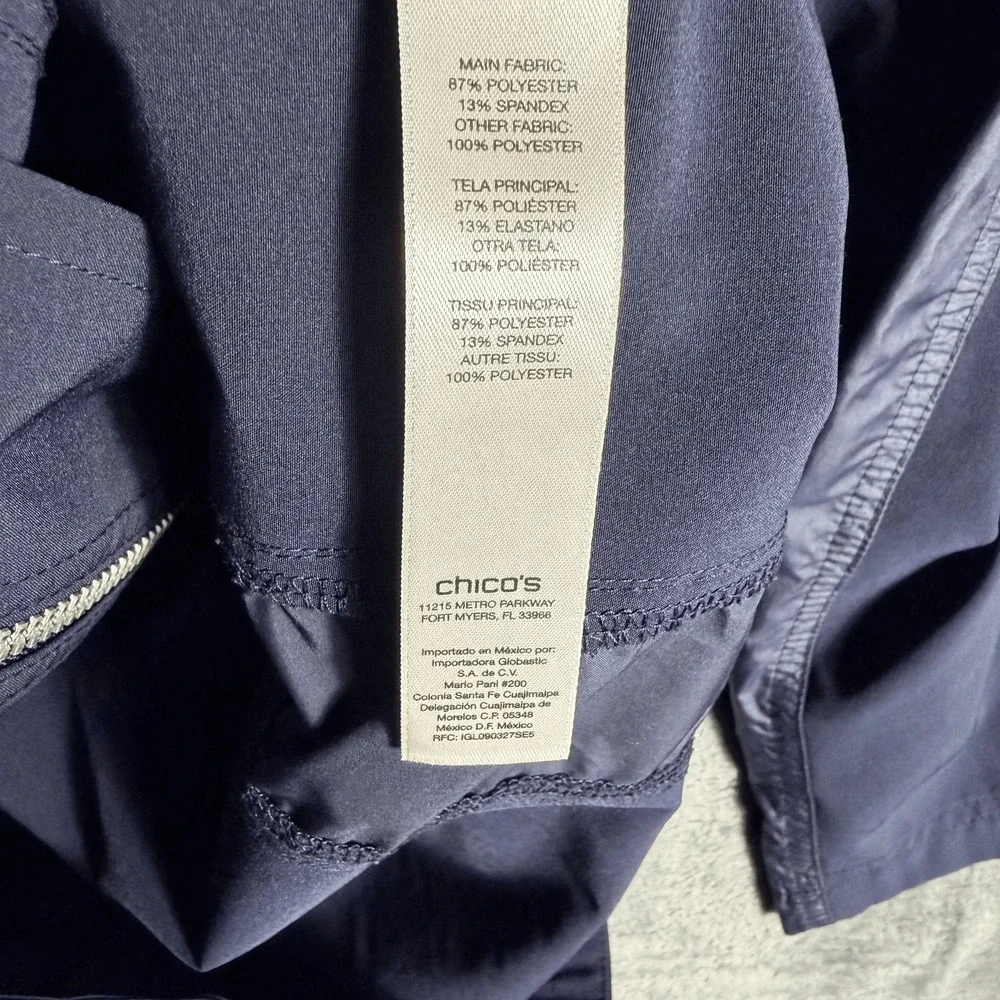 Zenergy by Chicos Womens Jacket Size 0 S Blue‎ Full Zip 3/4 Sleeve Mock Neck - Picture 6 of 6